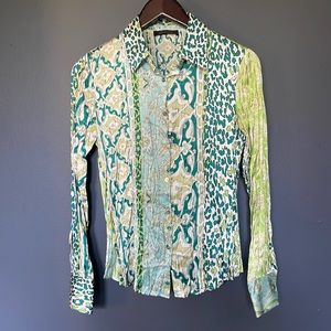 Vintage Roberto Cavalli Silk Blouse button down size 38 / 2 / small